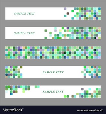 Colored square mosaic web banner template set vector image