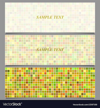 Colored square pattern banner background set vector image