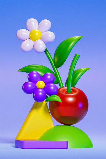 Colorful 3D Abstract Floral Composition