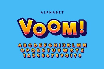 Colorful 3d comic alphabet concept Free Vector