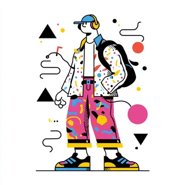 Colorful 90's Style Street Art Illustration