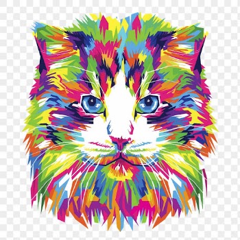 Colorful abstract cat, animal hand | Free PNG - rawpixel