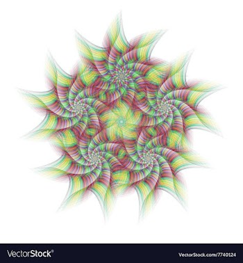 Colorful abstract circular fractal star design vector image