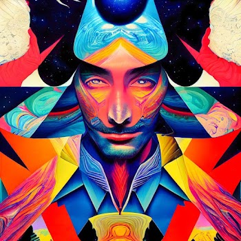 Colorful abstract man in geometric shapes