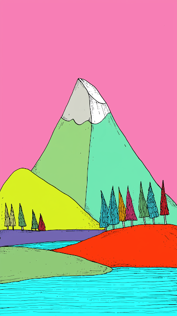 Colorful Abstract Mountain Landscape