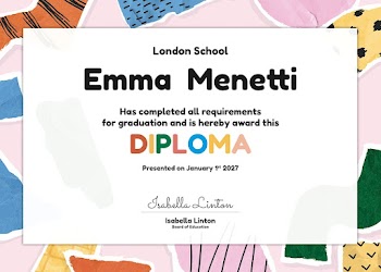 Colorful award certificate template, doodle | Free PSD Template - rawpixel