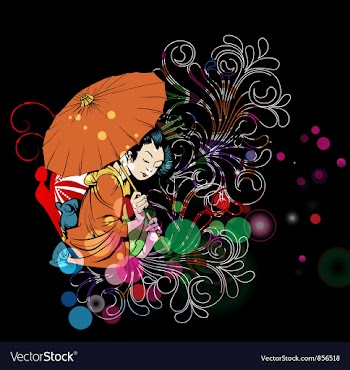 Colorful background with geisha vector image