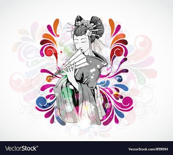 Colorful background with geisha vector image