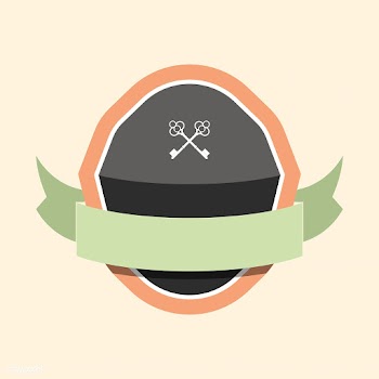 Colorful badge embellished with a banner | Free stock vector - 543108