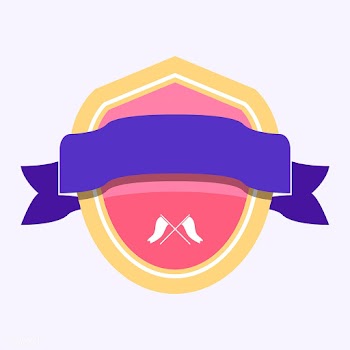 Colorful badge embellished with a banner | Free stock vector - 543190