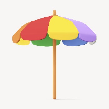 Colorful beach umbrella collage element, | Free PSD - rawpixel