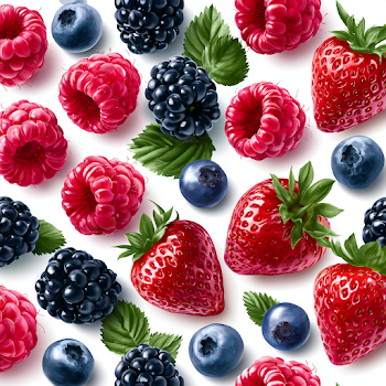 Colorful Berry Medley on White Background