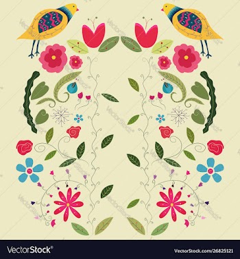 Colorful bird and flower vector image