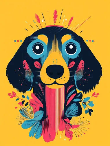 Colorful Bohemian Dog Illustration