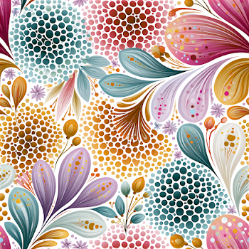 Colorful Botanical Doodle Dot Pattern Seamless