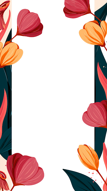 Colorful Botanical Frame with Minimalist Background