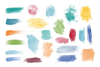 Colorful brushstroke design vector set