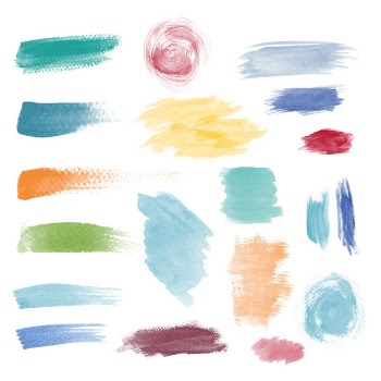Colorful brushstroke design vector set Free Vector
