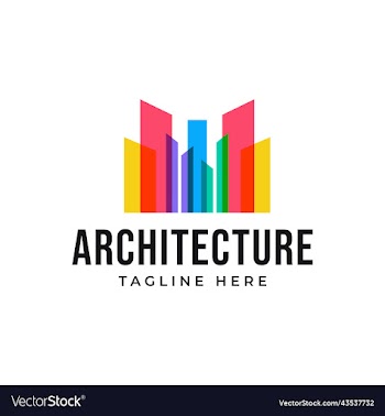 colorful building and skyscrapers logo design