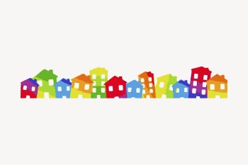 Colorful buildings border collage element, | Free PSD - rawpixel