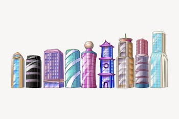 Colorful buildings clipart, cartoon architecture | Free Photo - rawpixel