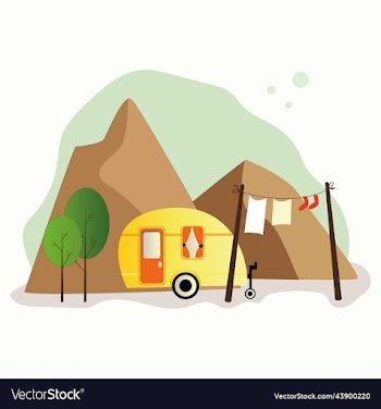 colorful camping truck flat design