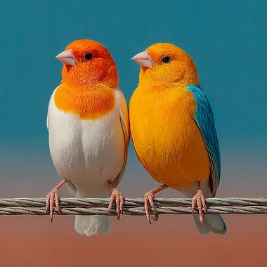 Colorful Canaries on Telegraph Wire Colorful Canaries on Telegraph Wire