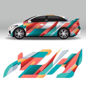 Colorful car wrap design Free Vector