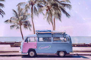 Colorful caravan parked at beach, | Free Photo - rawpixel