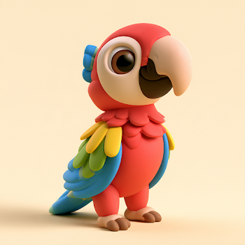 Colorful Cartoon Parrot Character Ako