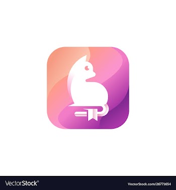 Colorful cat book logo design vector image