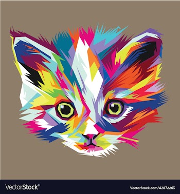 colorful cat head