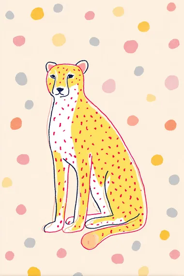 Colorful Cheetah Illustration with Polka Dots Colorful Cheetah Illustration with Polka Dots