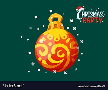 colorful christmas ball with christmas party text