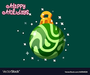 colorful christmas ball with happy holidays text