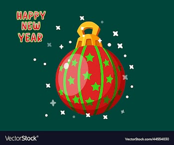 colorful christmas ball with happy newyear text