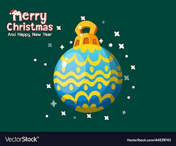 colorful christmas ball with merry christmas text