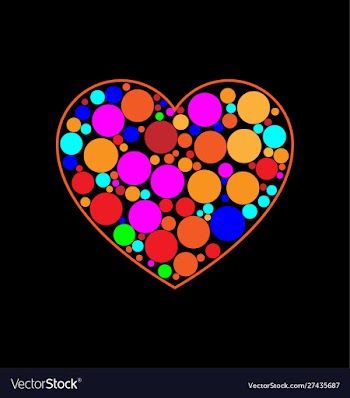 Colorful circular objects in a heart sign vector image