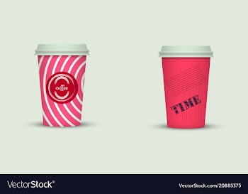 Colorful coffee in plastic cup with text vector image