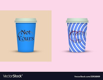 Colorful coffee in plastic cup with text vector image