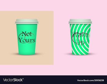 Colorful coffee in plastic cup with text vector image