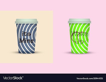 Colorful coffee in plastic cup with text vector image