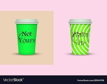 Colorful coffee in plastic cup with text vector image
