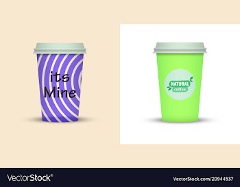 Colorful coffee in plastic cup with text vector image