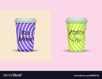 Colorful coffee in plastic cup with text vector image