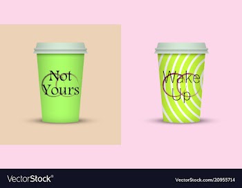 Colorful coffee in plastic cup with text vector image
