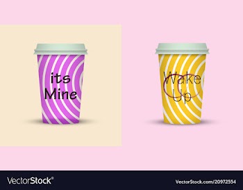 Colorful coffee in plastic cup with text vector image