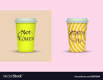 Colorful coffee in plastic cup with text vector image