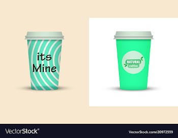 Colorful coffee in plastic cup with text vector image