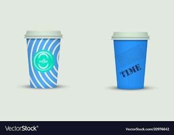 Colorful coffee in plastic cup with text vector image